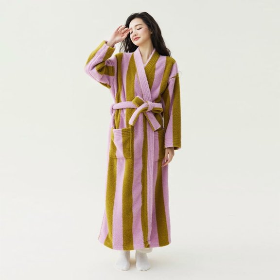 Thickened Winter Couple’s Robe Pajamas - Unisex Coral Fleece Long Bathrobe