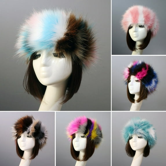 Thickened Winter Hat for Women - Empty Top Short Plush Windproof Faux Fur Headdress - Warm Bucket Hat