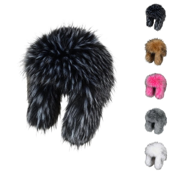 Thickened Winter Hat with Faux Fur Ear Flaps, Windproof Ushanka Trapper Cap with Buckle Closure for Cold Weather Outdoor Ski Snow Activities