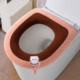 thumbnail image 1 of Thickened Winter Toilet Seat Cover with Handle Washable Soft Cushion,High Elasticity Non-Slip Full Surround Comfort,Household Bathroom Toilet Mat for Round U-Shaped Rectangular Seats-Pink, 1 of 6