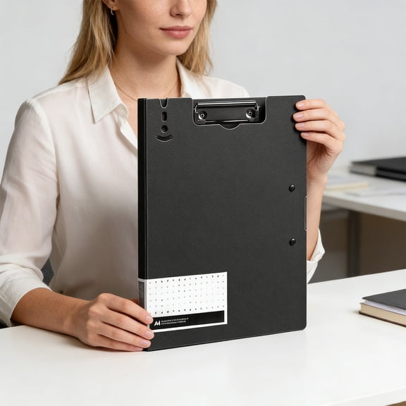Thickened Writing Clipboard Folder – A4 Plastic Document Organizer with Clip – Portable File Holder for Office, Home, Field Work – 12.6 x 9.25 Inch, Black