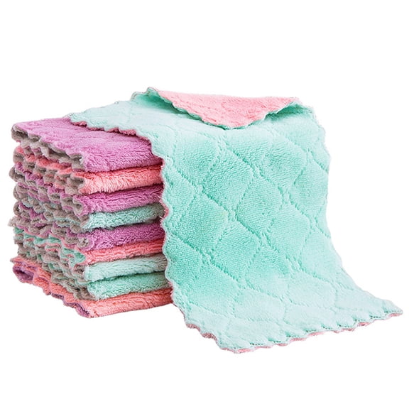 Thickened coral fleece cleaning cloth, reusable dishwashing towel, multifunctional cloth