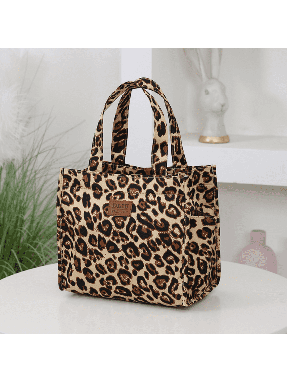 Thickened fabric print, leopard print, tote bag for work, daily storage bag, handbag for going out shopping, cloth bag for women, 1Pcs