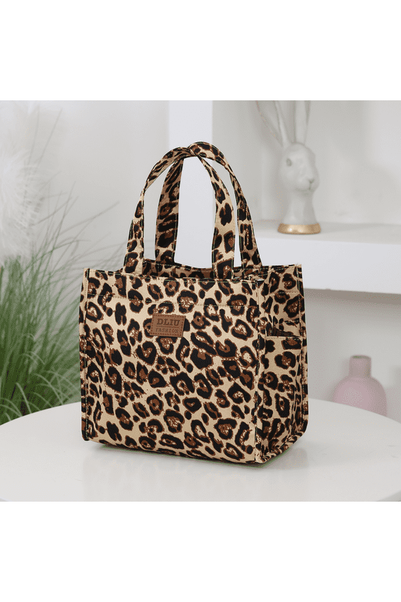 Thickened fabric print, leopard print, tote bag for work, daily storage bag, handbag for going out shopping, cloth bag for women, 1Pcs