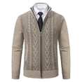 thumbnail image 1 of Thickened jacket men‘s autumn and winter warm trend line stand collar knitted cardigan sweater coat, 1 of 7