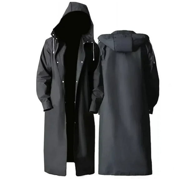 Thickened non-disposable eva raincoat portable adult men and women travel outdoor waterproof long body poncho thick (black,XL)