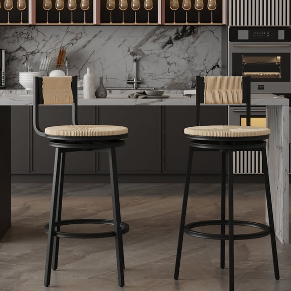 Thickened paper rope seat - 360° smooth rotation - Bar, pub - Effortless movement