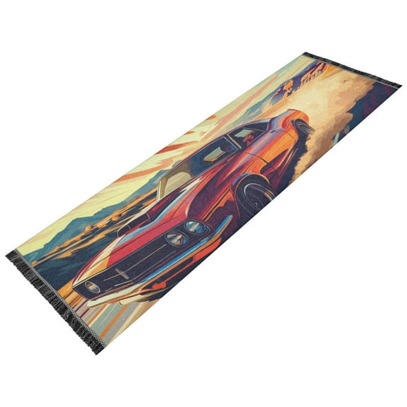 Thickened short pile bedside carpet for bedroom, long strip, washable and anti-slip pad. American Muscle Car