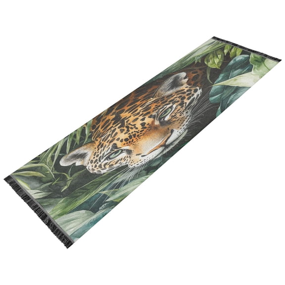 Thickened short pile bedside carpet for bedroom long strip washable and anti-slip pad An Elegant Jaguar