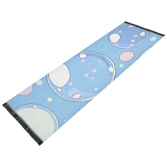 Thickened short pile bedside carpet for bedroom, long strip, washable and anti-slip pad. Bubbles