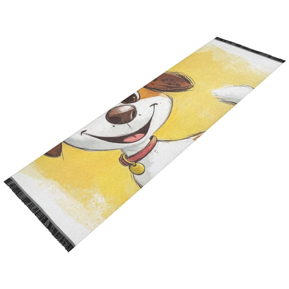 Thickened short pile bedside carpet for bedroom, long strip, washable and anti-slip pad. Comic Style Dogs