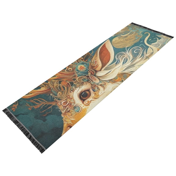 Thickened short pile bedside carpet for bedroom, long strip, washable and anti-slip pad. Cool Styled Plum Deer