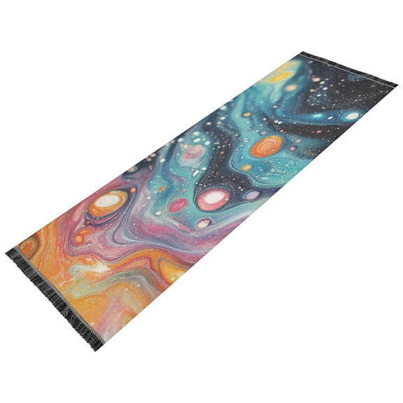 Thickened short pile bedside carpet for bedroom, long strip, washable and anti-slip pad. Fluid Pattern