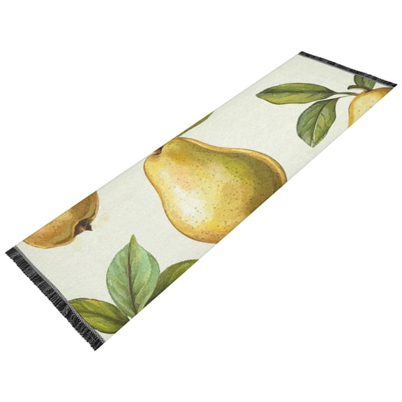 Thickened short pile bedside carpet for bedroom, long strip, washable and anti-slip pad. Pear Pattern