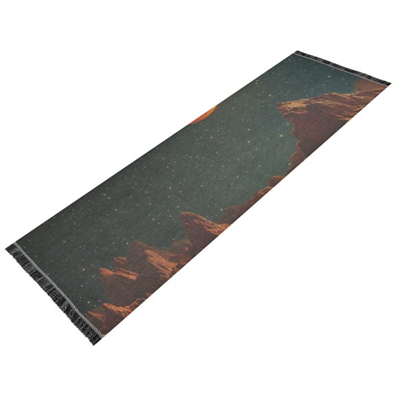 Thickened short pile bedside carpet for bedroom, long strip, washable and anti-slip pad. Planet