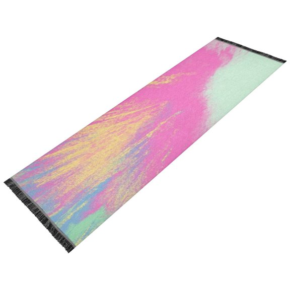 Thickened short pile bedside carpet for bedroom, long strip, washable and anti-slip pad. Radiant Colorful Tie-dye
