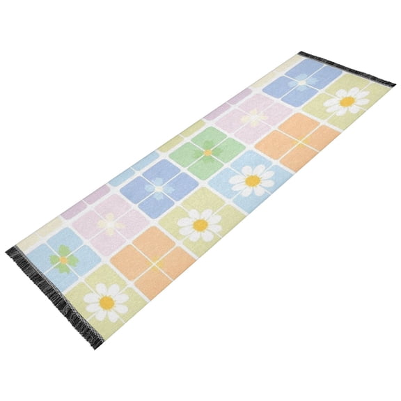 Thickened short pile bedside carpet for bedroom, long strip, washable and anti-slip pad. Seamless Pattern