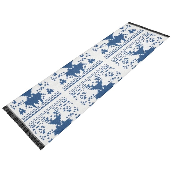 Thickened short pile bedside carpet for bedroom, long strip, washable and anti-slip pad. Simple Deers Pattern