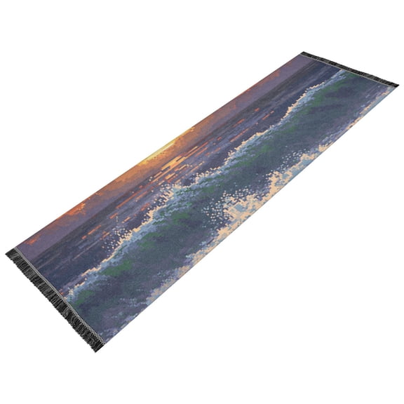 Thickened short pile bedside carpet for bedroom, long strip, washable and anti-slip pad. Sunset