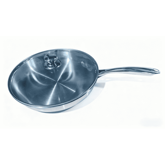Thickened stainless steel frying pan, no coating, healthy, wear-resistant, durable and easy to clean.