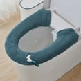 thumbnail image 1 of Dark Green Thick Toilet Seat Cover, Household Toilet Seat Cover, Universal Shape, Washable, Extra Large Button Style Toilet Seat Cover G Latrine Mat Color:G Material:Cotton, 1 of 7
