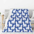 Thickening Throw Blanket for Couch, Cute Cartoon Lama Alpaca Blue Fuzzy
