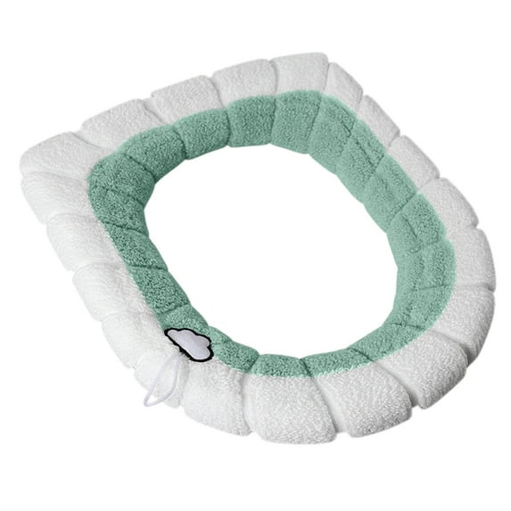 Thicker Bathroom Toilet Seat Cover Pads with Handle,Soft Knit Warmer Toilet Seat Cushion Cover Stretchable Washable Fiber Cloth,Easy Installation Comfortable Toilet Lid Seat Cover Knitted Toilet Seat
