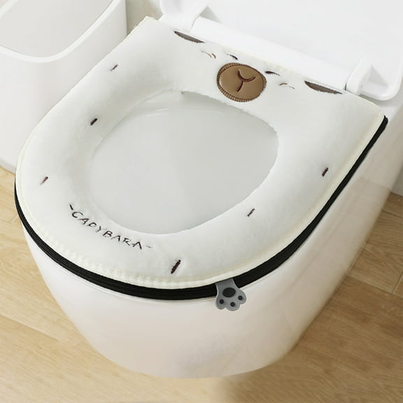 Thicker Bathroom Toilet Seat Cover Pads Thickened Universal Toilet Seat Cushion Sitting Toilet Cover Warm Version Washable Toilet Seat Cushion Household Toilet Collar (White)