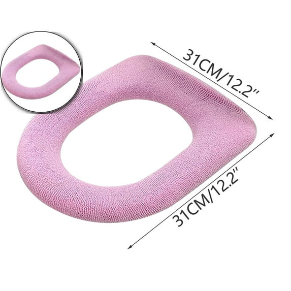 Thicker Bathroom Toilet Seat Cover Pads, Toilet Seat Cushion Cover Stretchable Washable Fiber Cloth, Winter Solid Color Washable Knitted Toilet Seat Cushion for Warmth and Comfort