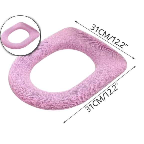 Thicker Bathroom Toilet Seat Cover Pads, Toilet Seat Cushion Cover Stretchable Washable Fiber Cloth, Winter Solid Color Washable Knitted Toilet Seat Cushion for Warmth and Comfort