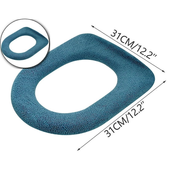 Thicker Bathroom Toilet Seat Cover Pads, Toilet Seat Cushion Cover Stretchable Washable Fiber Cloth, Winter Solid Color Washable Knitted Toilet Seat Cushion for Warmth and Comfort