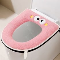 Thicker Bathroom Toilet Seat Cover Pads Zipper Model Toilet Seat Household Embroidery Sitting Washer Toilet Seat Cover Cute WasherUniversal Toilet Seat Washable D Shapetoilet Seat Cushion (Pink)