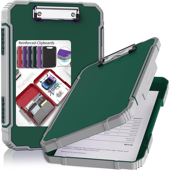 Thicker Clipboard with Storage, Internal Pen Pouch Included, A4 / Letter Size, Heavy Duty Clip Boards 8.5x11 with Double Clips, Plastic Shockproof Clipboards Contractor for Driver Teacher