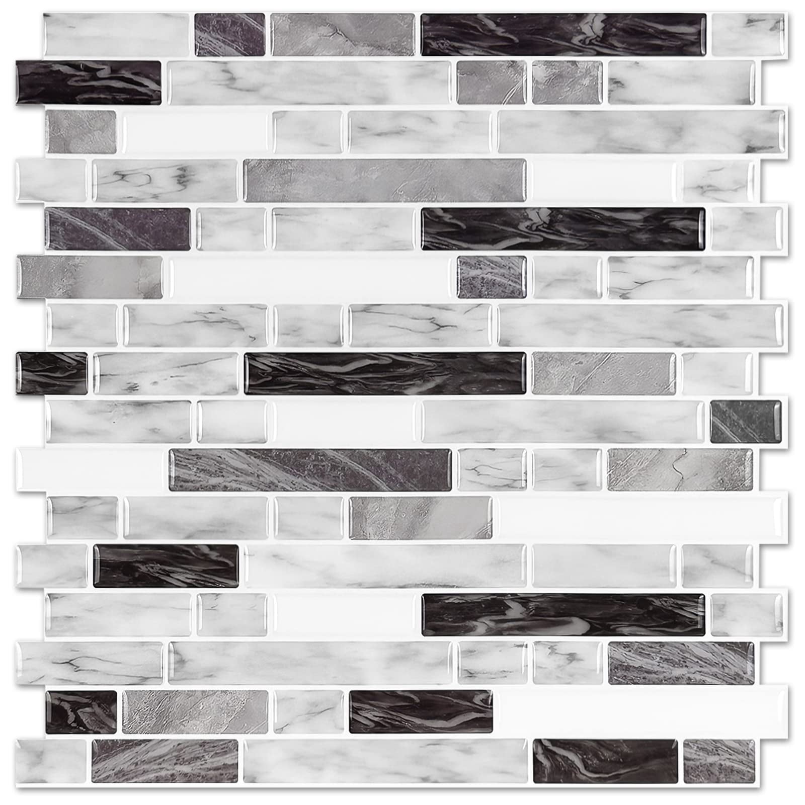 Thicker Design Peel And Stick Tile Backsplash  12"*12"stick On For Kitchen Self Adhesive Bathroom(10 Sheets Carrara Grey)