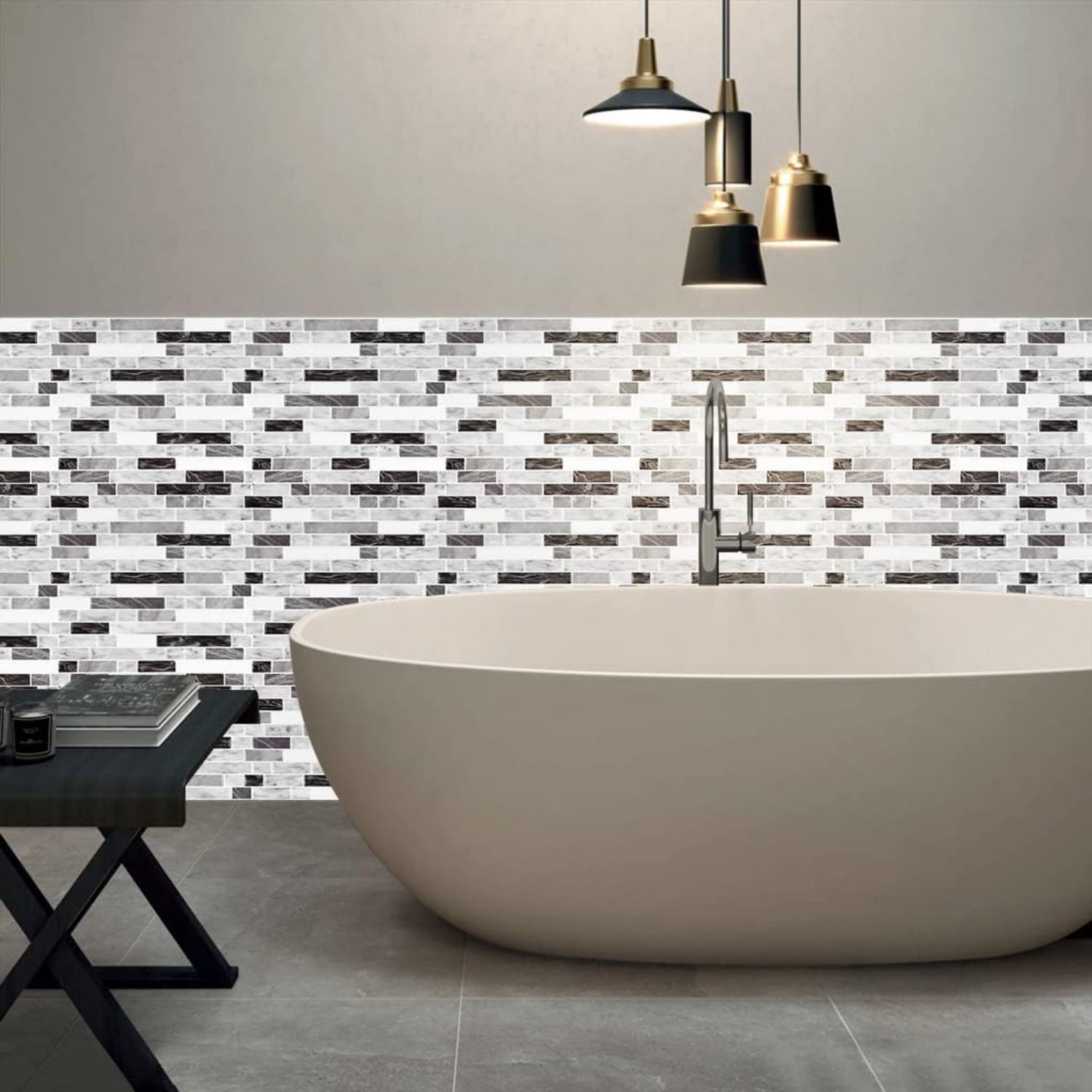 Thicker Design Peel and Stick Tile Backsplash, 12”×12”Stick on Backsplash for Kitchen, Self Adhesive Tile for Kitchen Backsplash and Bathroom(10 Sheets, Carrara Grey)