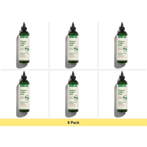 Thicker Fuller Hair Gentle Cleansing Shampoo for All Hair Types with Mongongo Oil & Green Coffee, 12 oz - 6 Pack