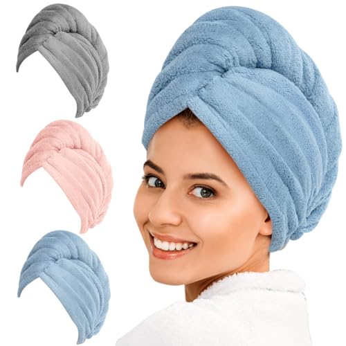Thicker Hair Drying Towels, Rapid Drying Towels for Hair with Button