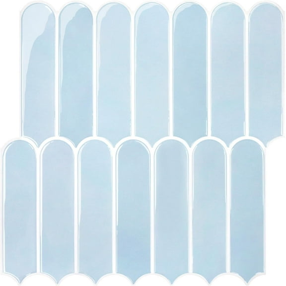 Thicker Light Blue Peel and Stick Backsplash - 10 pcs of 12" x 12" - 3D Adhesive Peel and Stick Tiles Backsplash for Kitchen, Bathroom, Removable, Waterproof, Vinyl Wall Tile