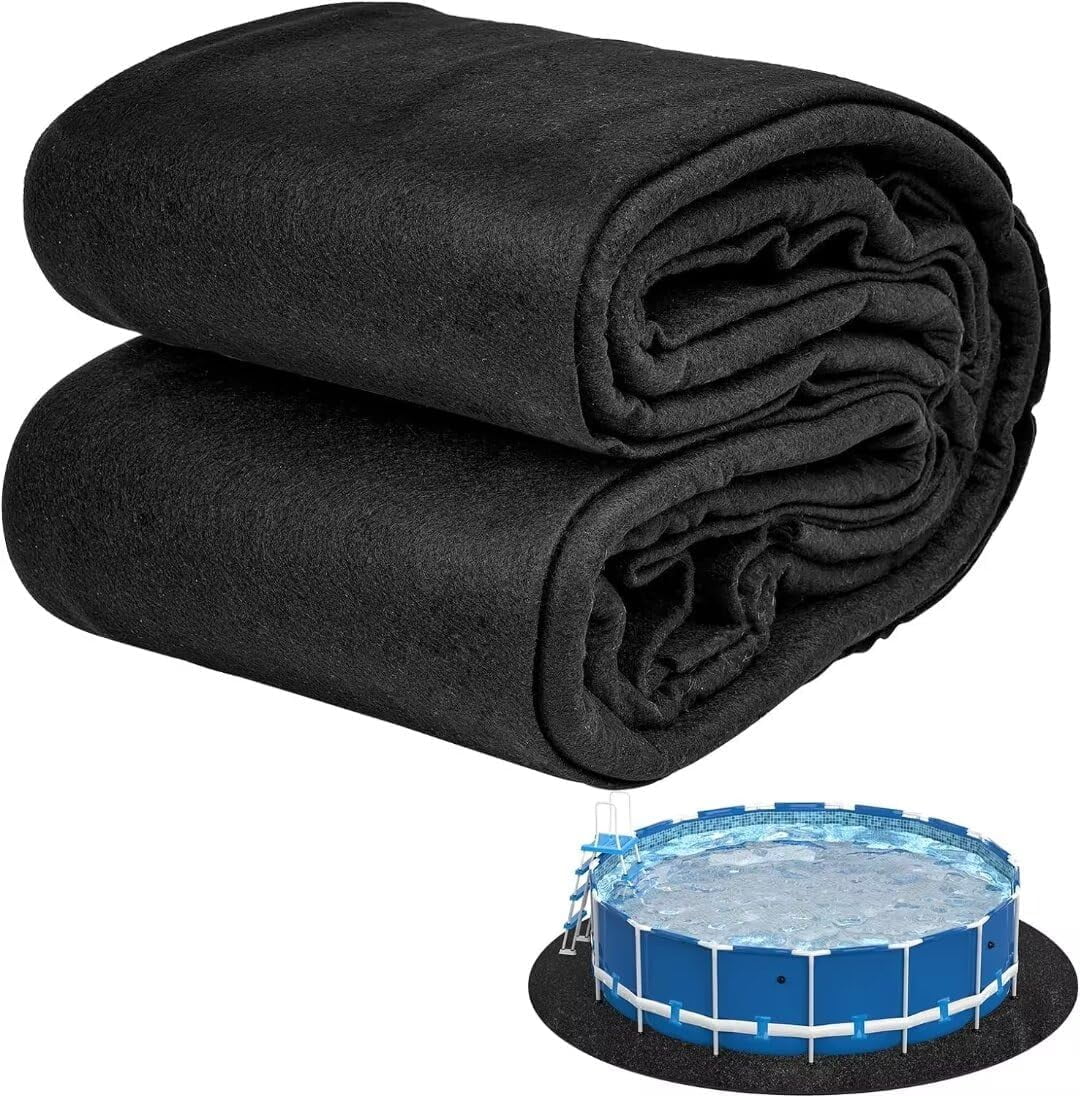 Thicker Pool Liner Pad for Above Ground Swimming Pools, 8.2’ x 12’ Rectangular Pool Mat for Pool Bottom, Seamless Comfort, Double Density Puncture Resistant, Black