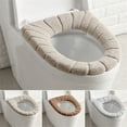 thumbnail image 1 of Thicker Soft Bathroom Warm Toilet Seat Cover Pad, Thicker Stretchable Washable Fits All Oval Toilet Seats, Khaki, 1 of 8