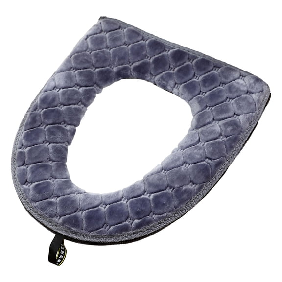 Thicker Toilet Seat Cover 1-Pack, Soft Fuzzy Toilet Seat Covers for Winter with Zipper & Handle, Warm Bathroom Seat Covers Universal Fit for Most Standard Toilets, Grey