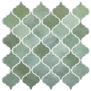 Thicker Upgrade Sage Green Peel and Stick Arabesque Vinyl Tile Backsplash 12 x 12 inch  set of 10