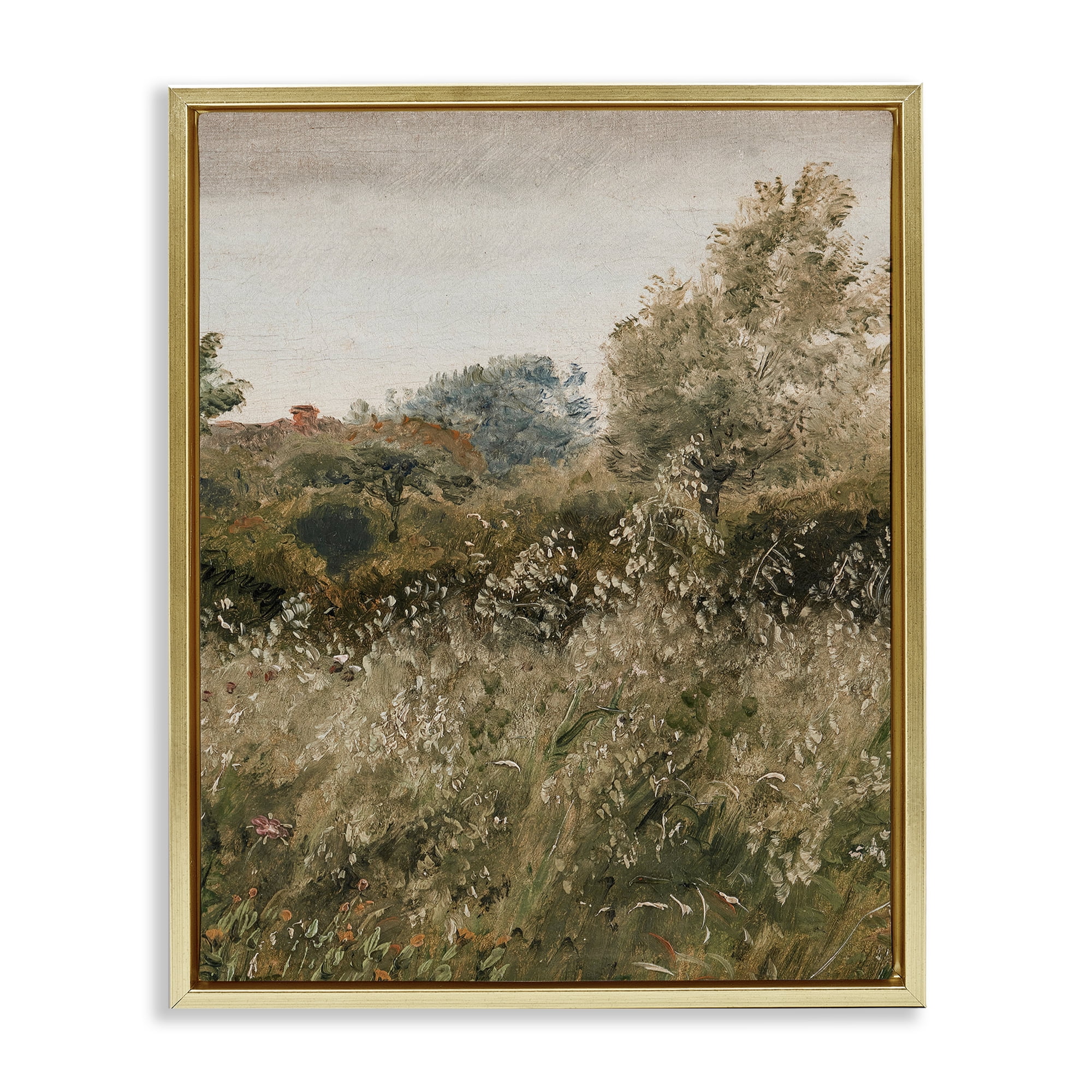 Thicket in Countryside Gold Framed Floater Canvas Wall Art, design by Lettered and Lined