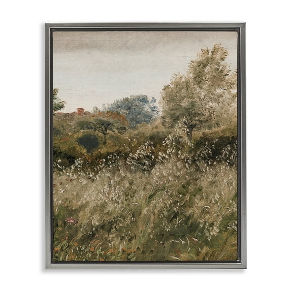 Stupell Industries Transitional Thicket in Countryside Gray Floating Frame Canvas Art, 17 x 21, by Lettered and Lined