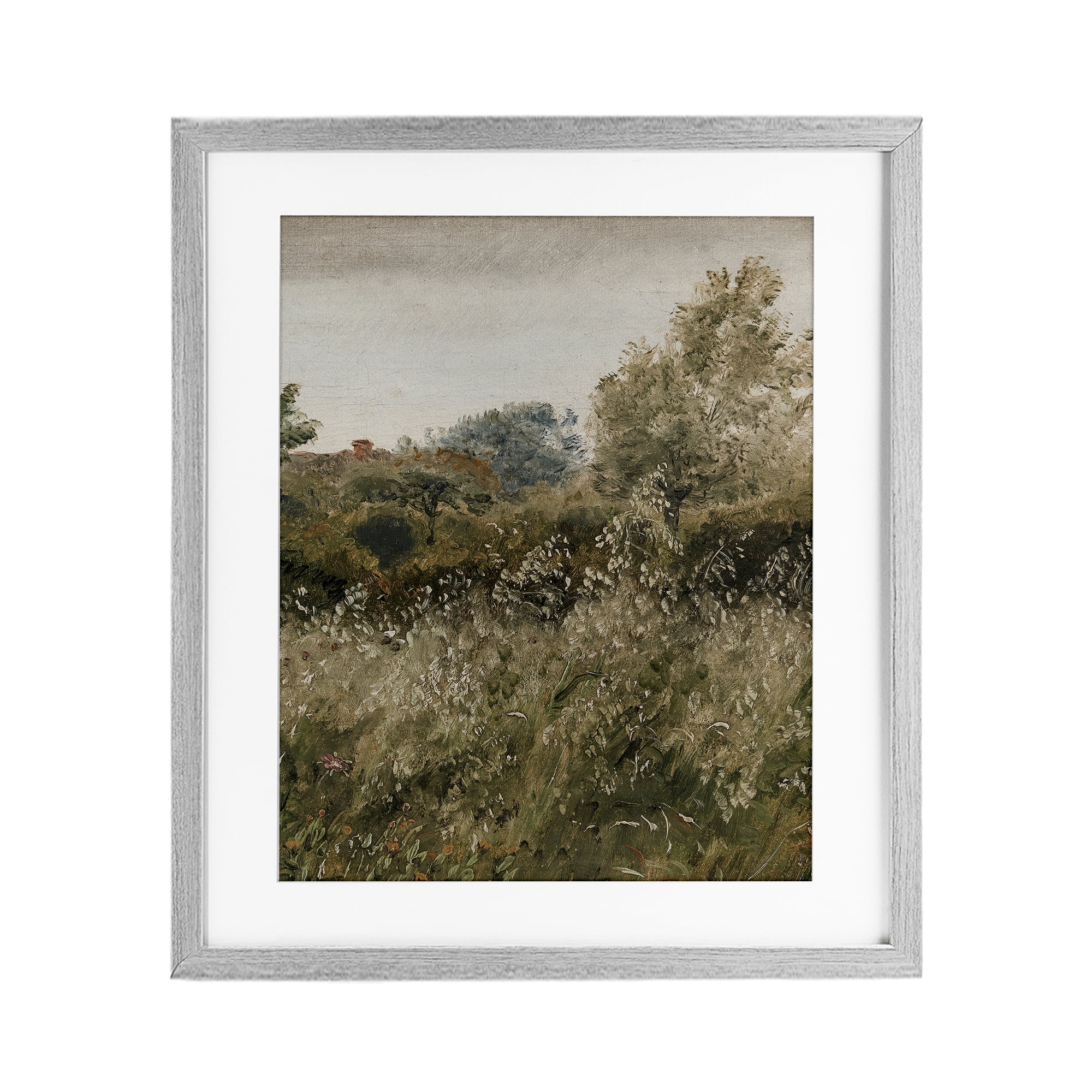 Thicket in Countryside Gray Framed Print Under Glass, design by Lettered and Lined