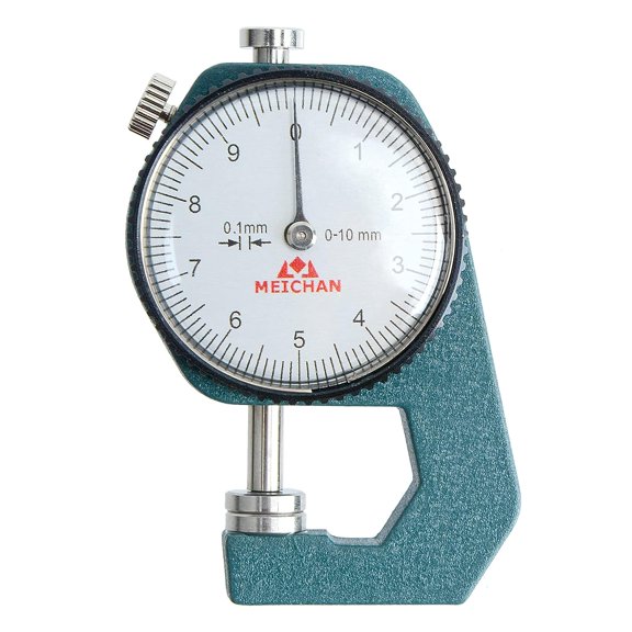 Thickness Gauge, 0~10mmx 0.1mm Precision Accuracy Flat Head Thickness Tester Round Dial Indicator for Leather Cloth Measuring (Blue)