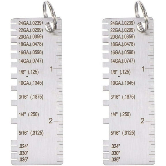 Thickness Gauge, Metal Sheet Thickness Gauge Wire Gauge Measurement Tool, 2 Pcs Clear Scale High Accuracy Rust Resistant Thickness Gauge Easy to Read for Measurement