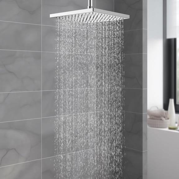 Thickness Metal Rain Shower Head, 12 Inch High Pressure Shower Heads, Square Large Bathroom Rainfall Shower Head with Adjustable Brass Ball Joint, Waterfall Full Body Coverage, Chrome
