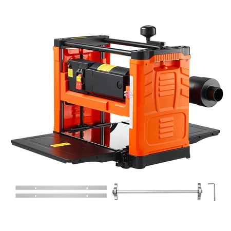 Thickness Planer Two-Blade 13-Inch Worktable Benchtop Power Planer with 1800W High-Speed Motor, Dual Rollers, Precision Depth Control, Adjustable Dust Collection for Hard and Soft Wood Materials