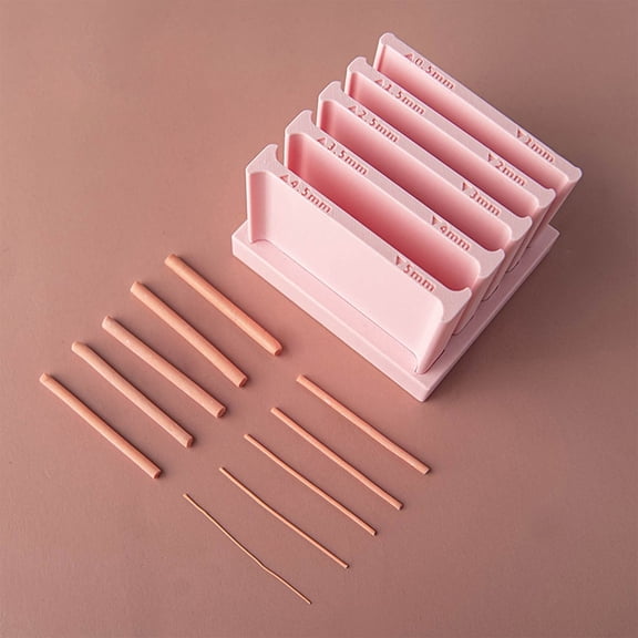 Thickness Roller Tool (0.5–5mm) – Adjustable Clay Strip Maker with Storage Base, DIY Jewelry Making Tool for Earrings, Beads, and Craft Projects, Precision Crafting Accessory, Pink